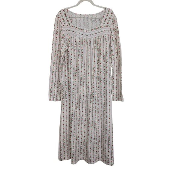 Croft & Barrow Cardinal Nightgown Womens Medium White Cotton Long Sleeve Midi - Picture 1 of 11